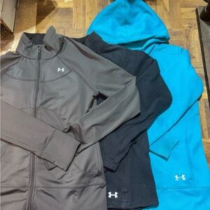 Bundle of 2 UA lite Jackets and 1 UA full zip hoodie, Women’s size medium